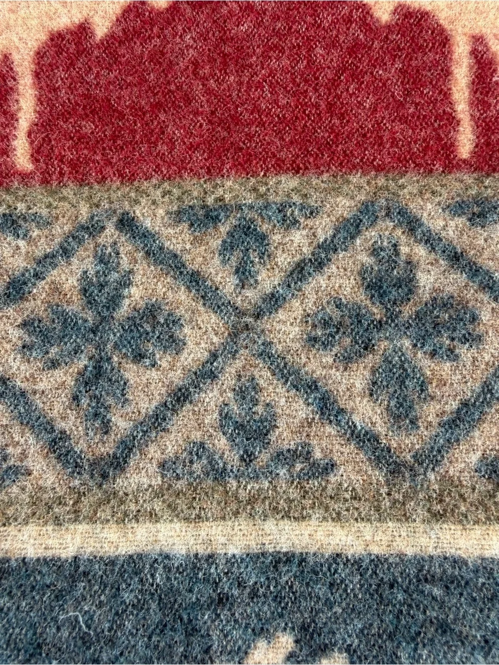 VTG Woolrich Lodge Camp Fair Isle Blanket Sherpa Moose Fish Leaves 57x64 GUC